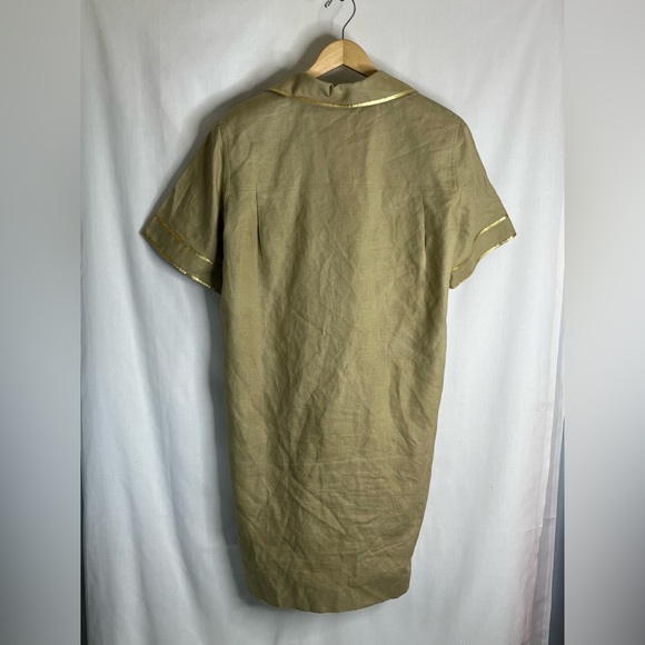 Vintage David Warren Coat Rayon, Linen, Ramie Gold Overcoat Button Women 12 GHJ1 - Picture 3 of 6